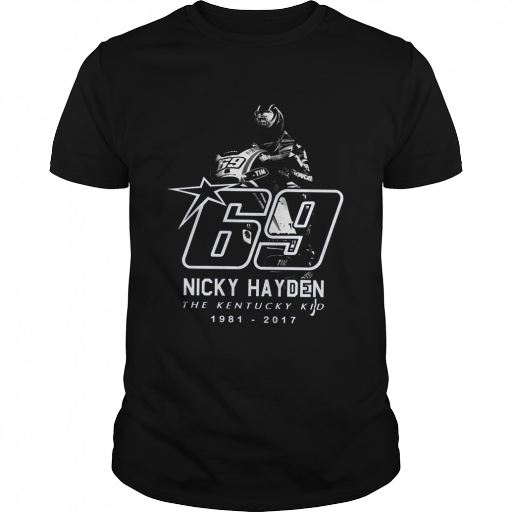 Black And White Art Nicky Hayden 69 Motorcycle Racer shirt