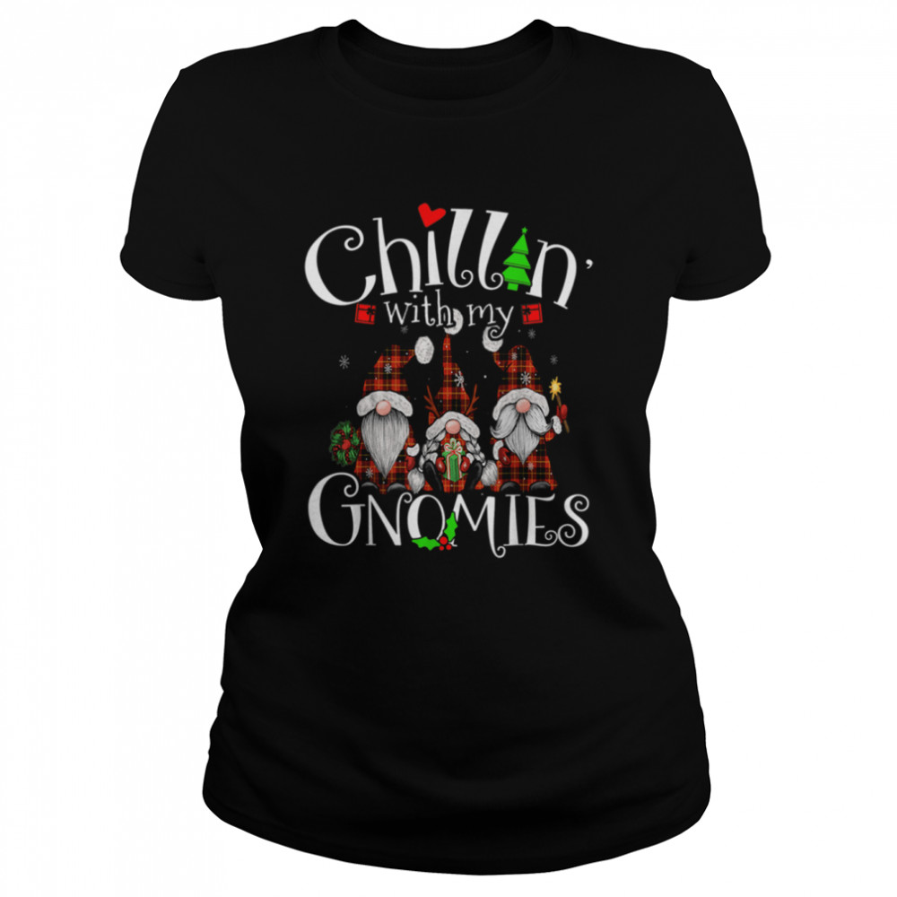 Chillin With My Gnomies, Christmas Red Gnomes Plaid Buffalo  Classic Women's T-shirt