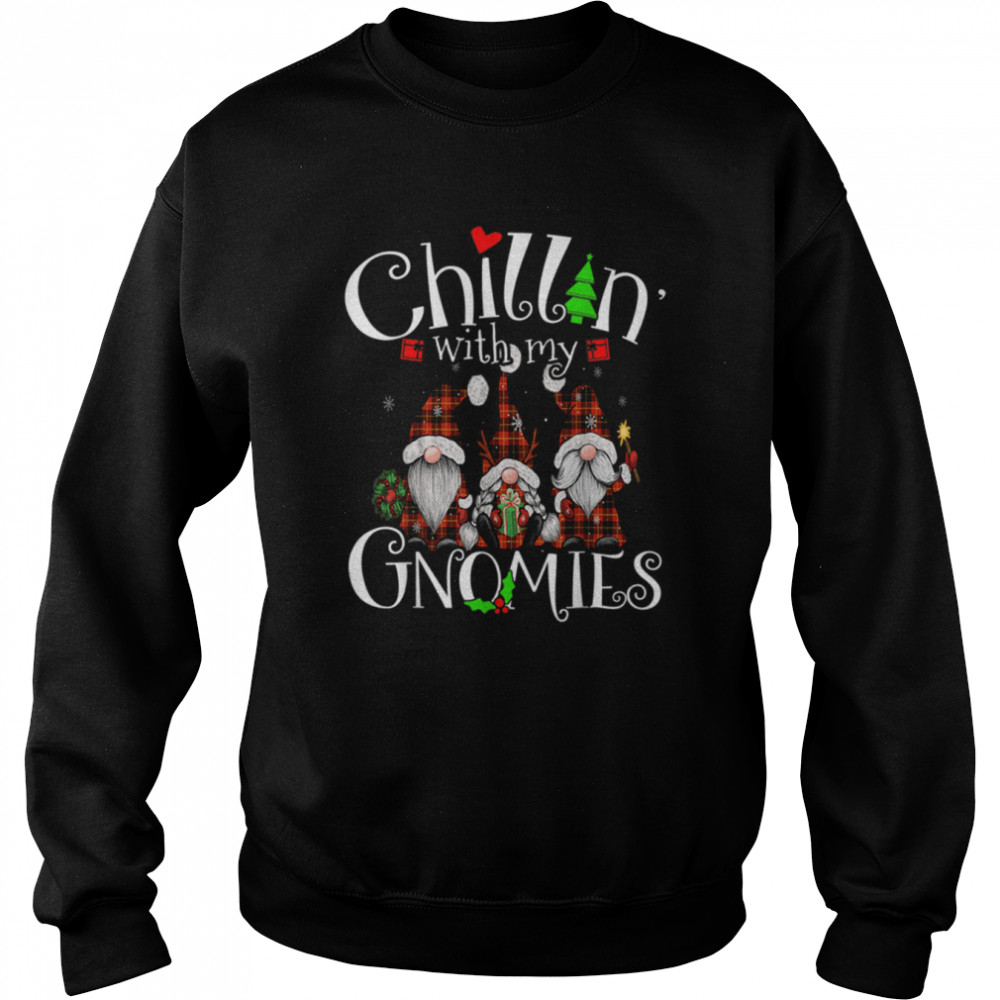 Chillin With My Gnomies, Christmas Red Gnomes Plaid Buffalo  Unisex Sweatshirt