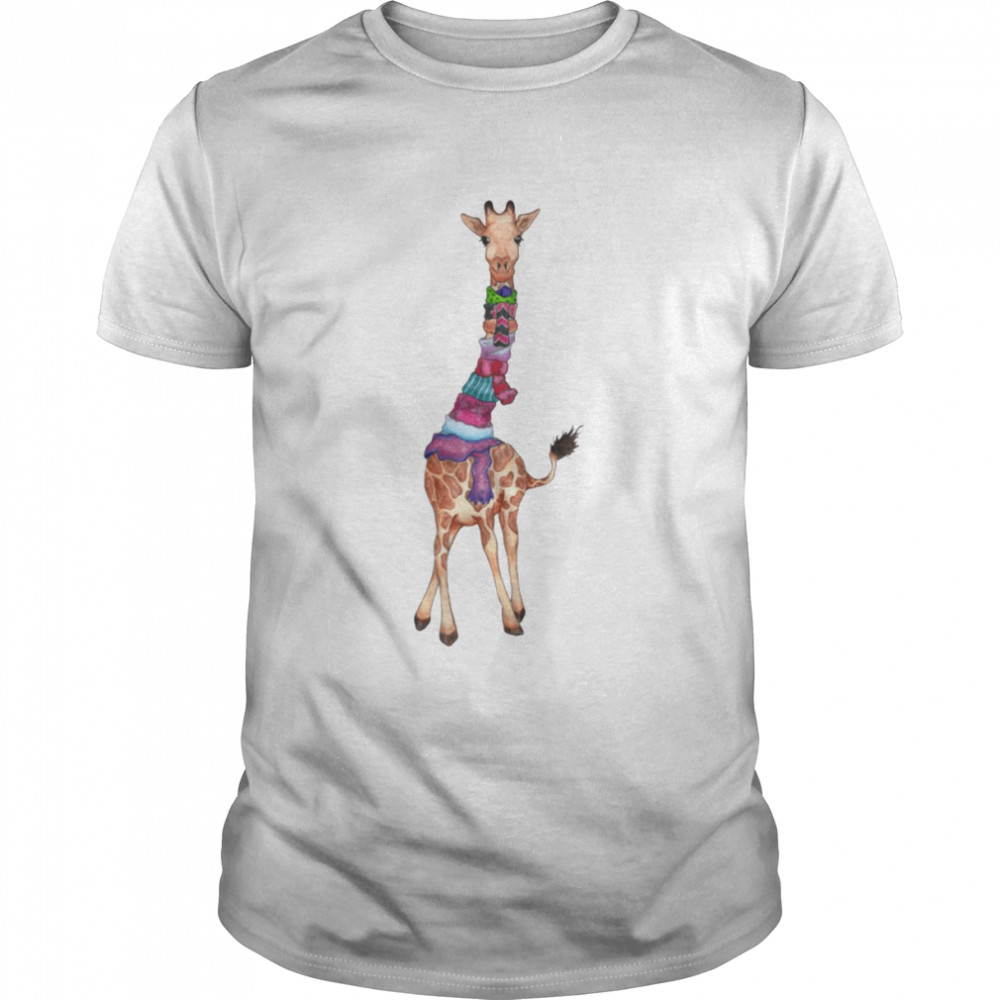 Cold Outside Cute Giraffe Illustration Christmas shirt