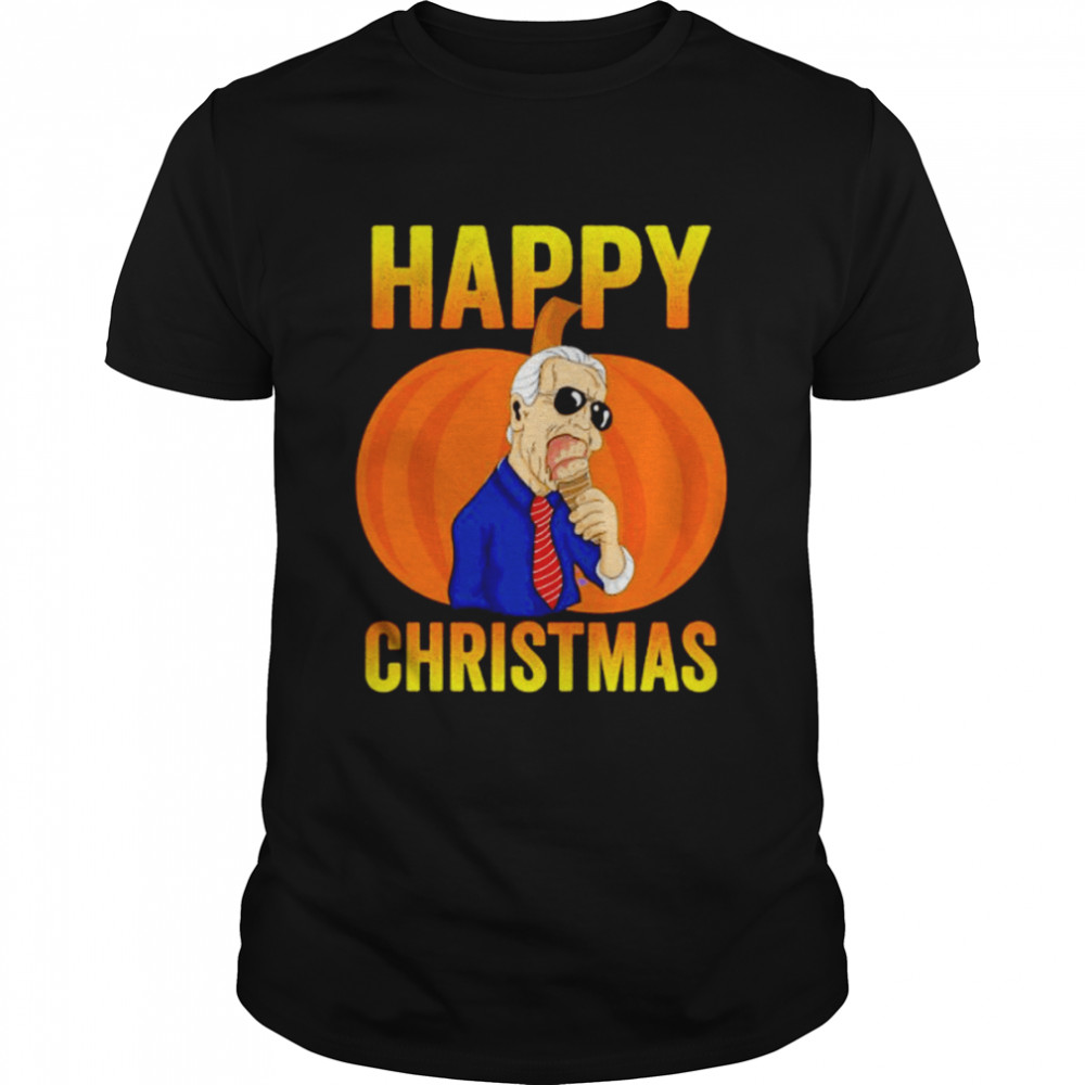 happy Christmas Biden eating ice cream pumpkin shirt