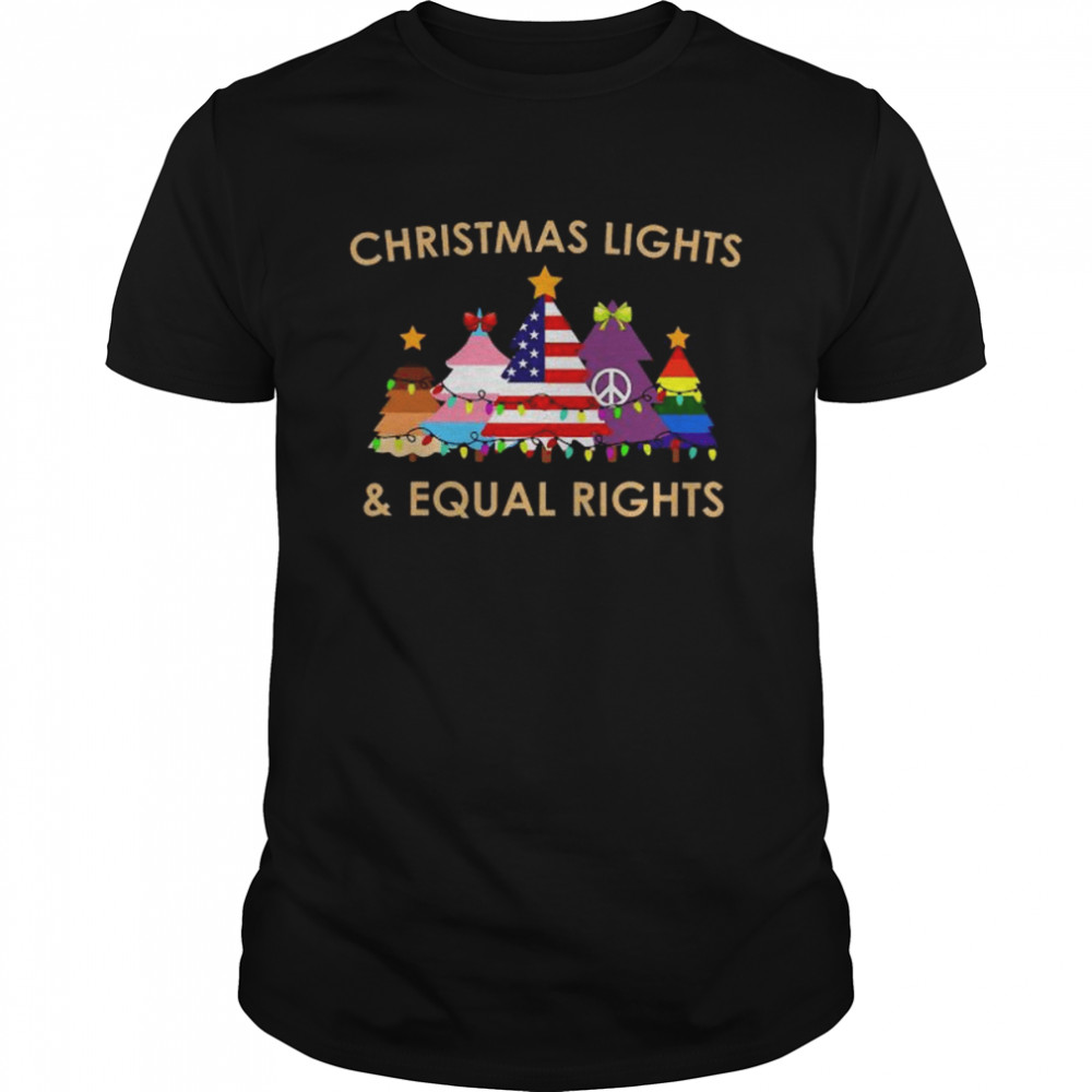 LGBT Christmas lights and Equal Rights shirt