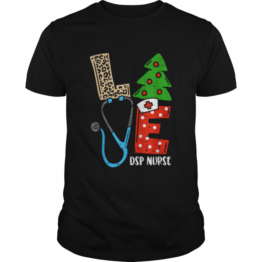 Love Stethoscope Snowflake DSP Nurse Christmas Scrub Xmas Shirt