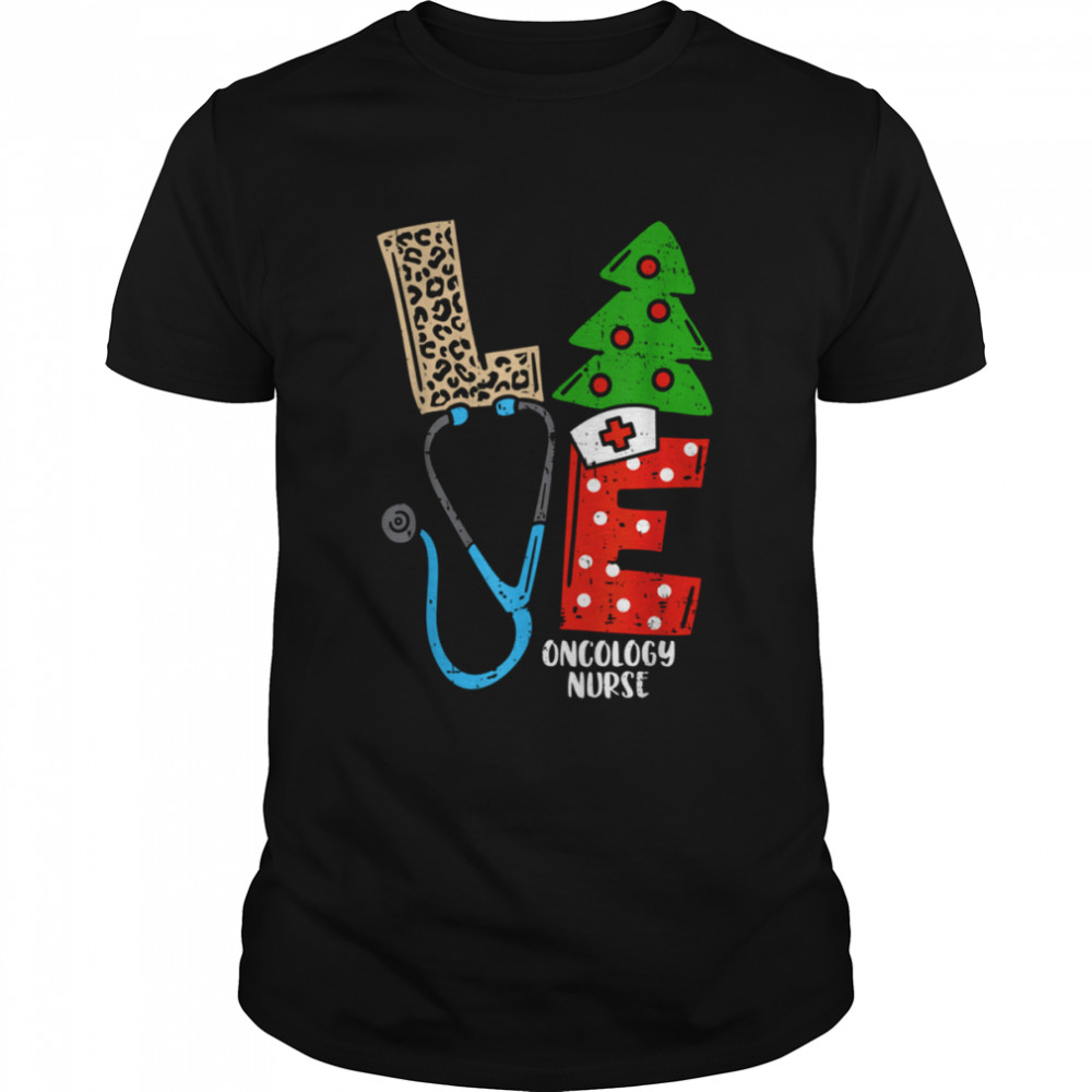 Love Stethoscope Snowflake Oncology Nurse Christmas Scrub Shirt