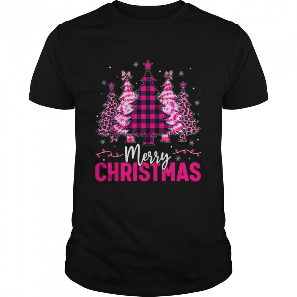 Merry Christmas Plaid Christmas Leopard Tree Light Shirt