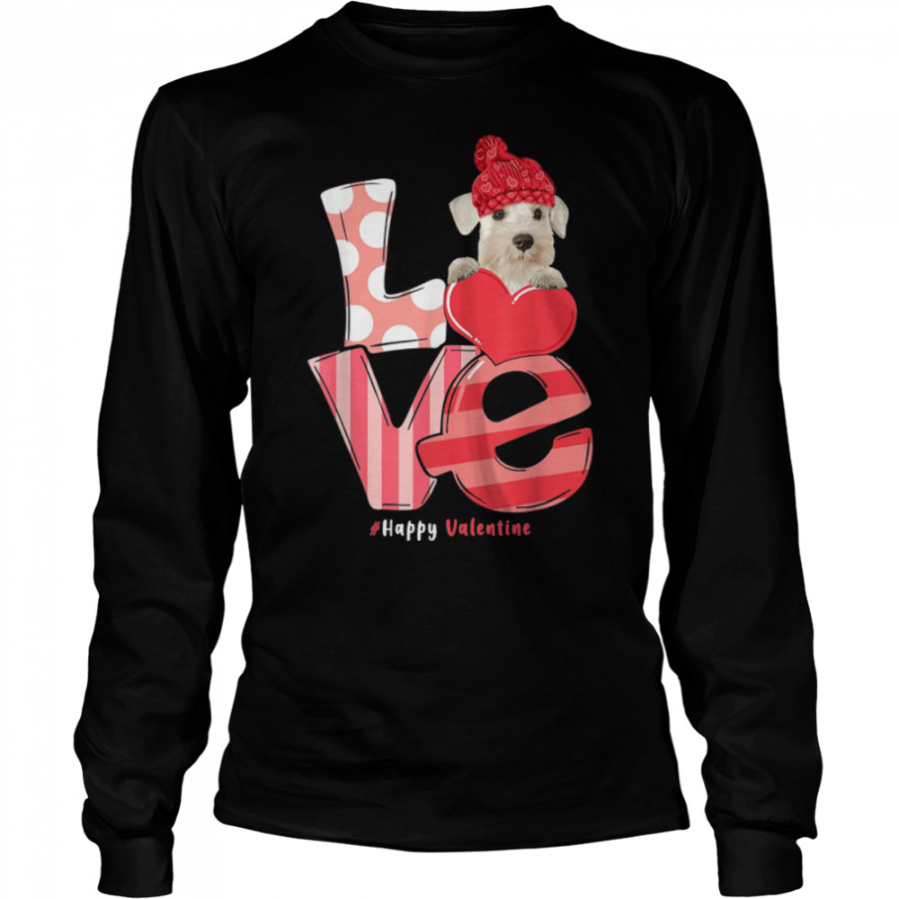 Miniature Schnauzer Love Happy Valentine - Dogs Heart T- B0BMLRQK16 Long Sleeved T-shirt