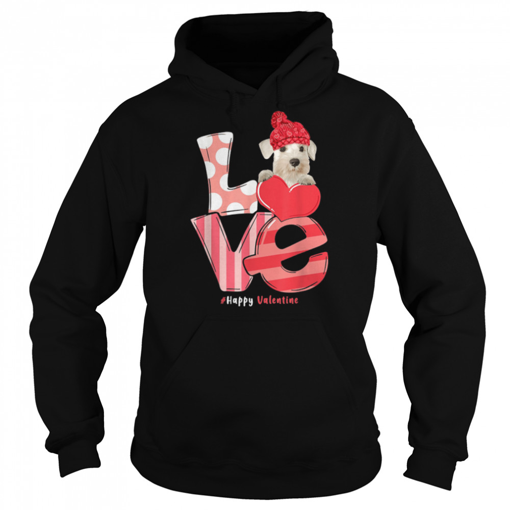 Miniature Schnauzer Love Happy Valentine - Dogs Heart T- B0BMLRQK16 Unisex Hoodie