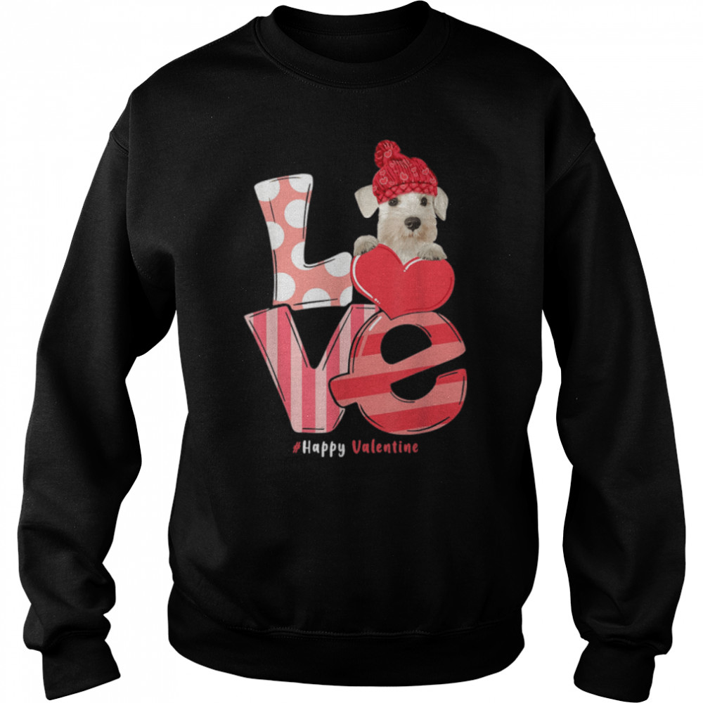 Miniature Schnauzer Love Happy Valentine - Dogs Heart T- B0BMLRQK16 Unisex Sweatshirt