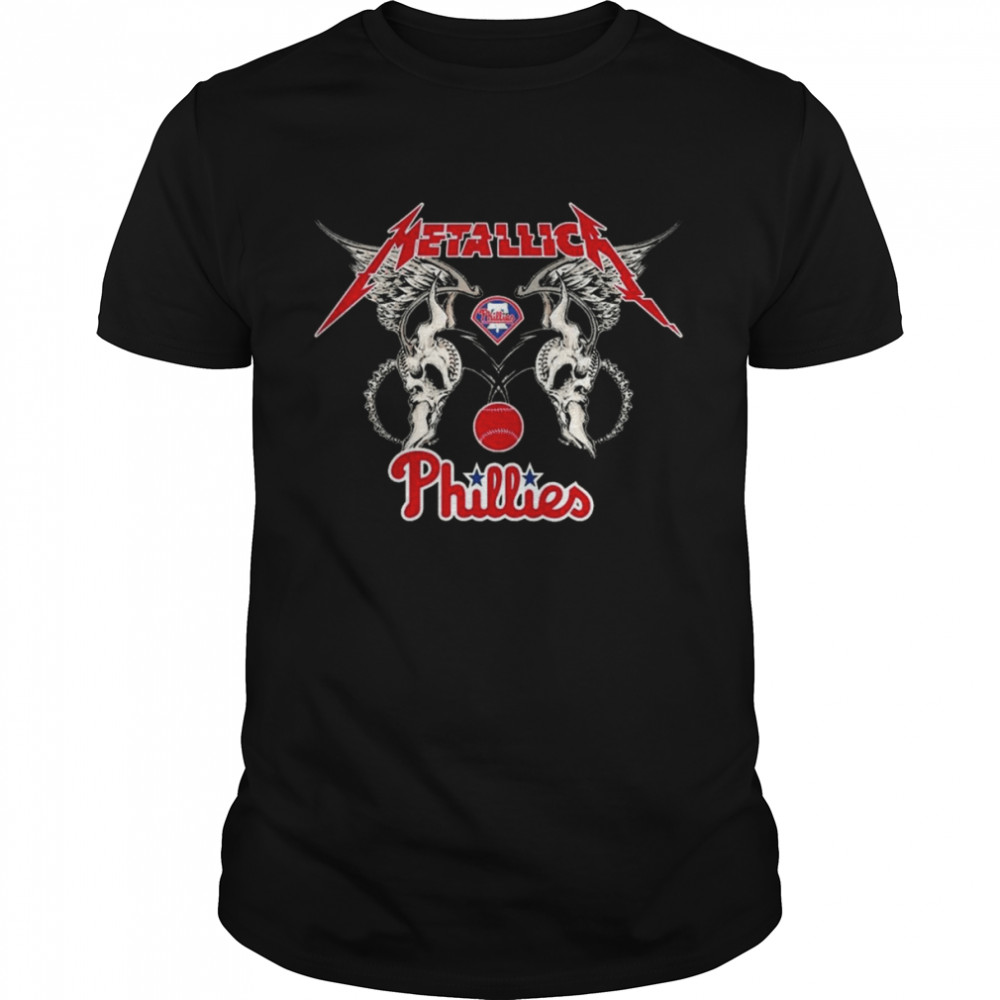 MLB Philadelphia Phillies Logo Black Metallica Wings Shirt