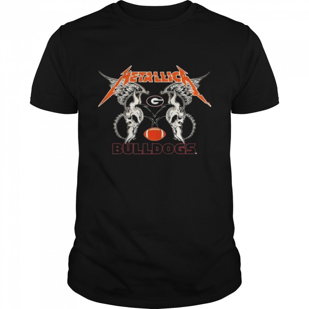 NFL Georgia Bulldogs Logo Black Metallica Wings Shirt