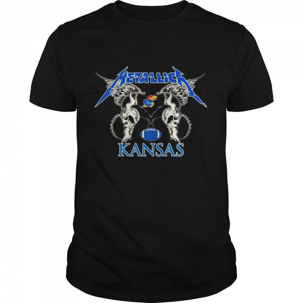 NFL Kansas Jayhawks Logo Black Metallica Wings Shirt