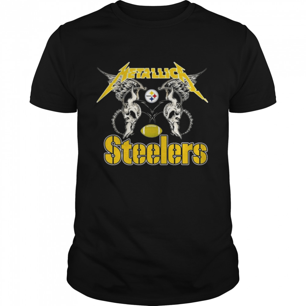 NFL Pittsburgh Steelers Logo Black Metallica Wings Shirt