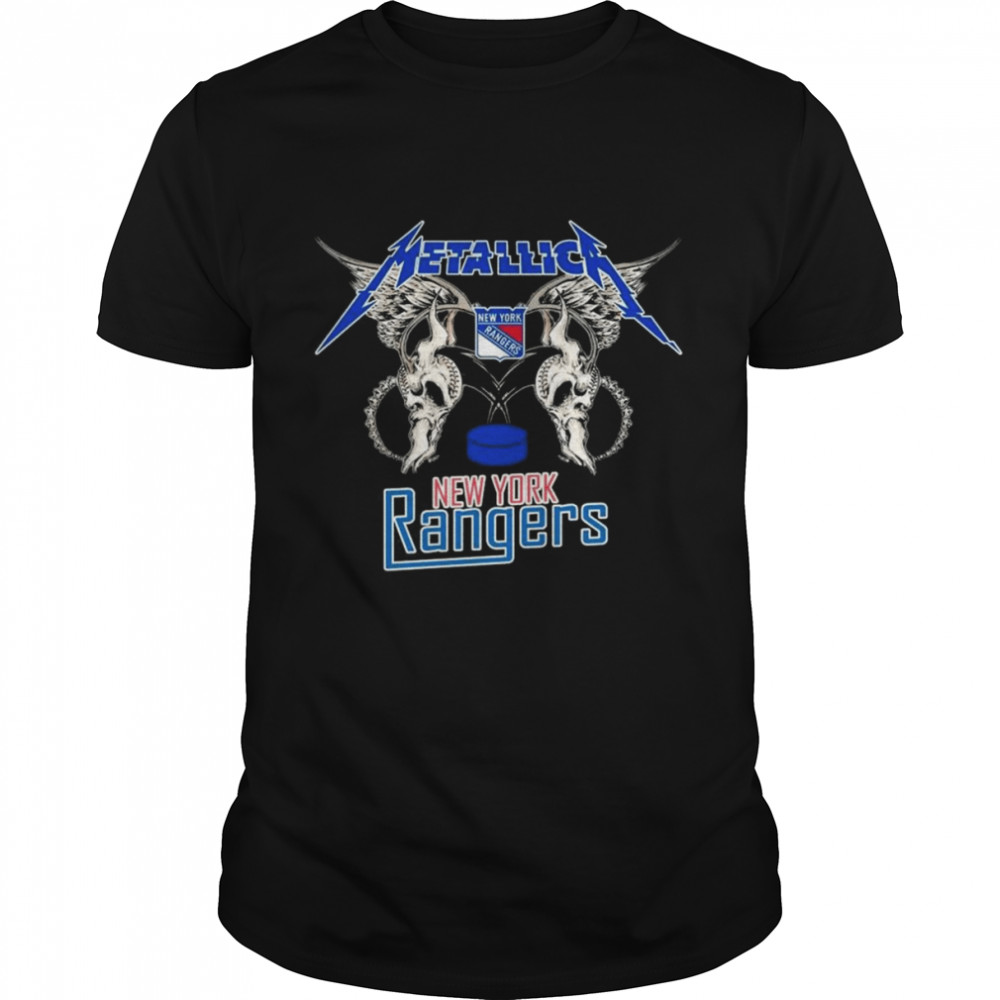 NHL New York Rangers Logo Black Metallica Wings Shirt