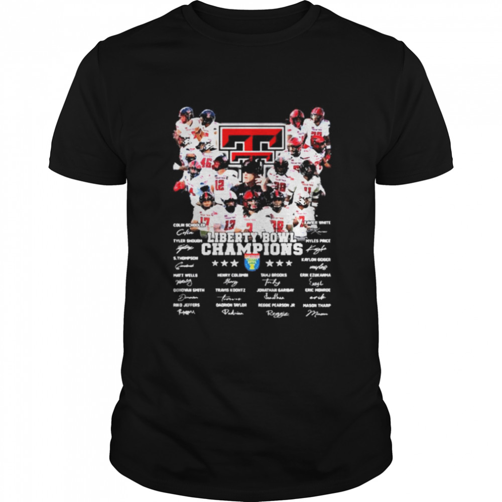 Texas Tech Red Raiders 2022 Liberty Bowl Champions signatures shirt