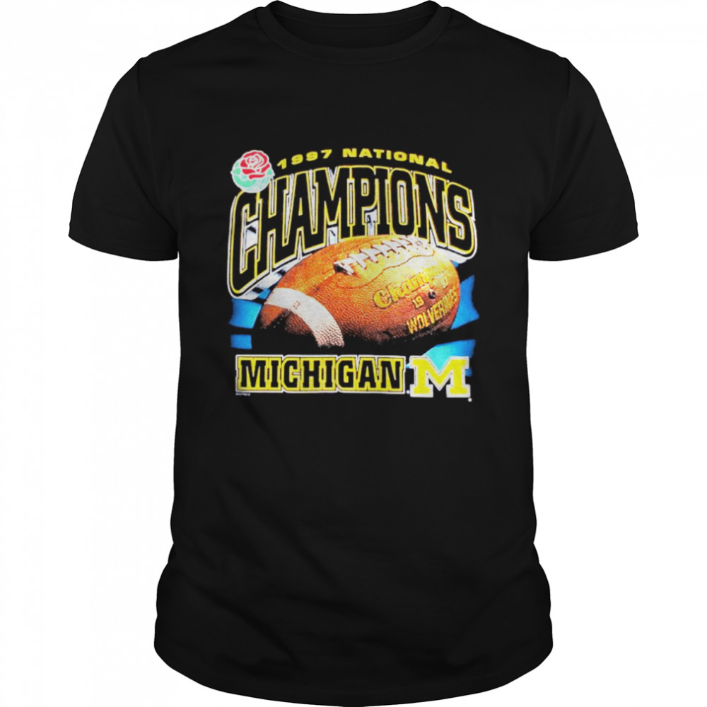 Vintage – University Of Michigan 1997 National Champions With Schedule Nutmeg Ds T-shirt