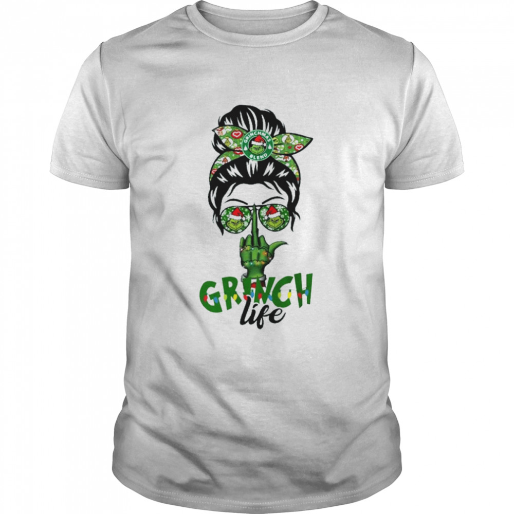 Messy Bun Grinch Life Finger Christmas 2022 shirt