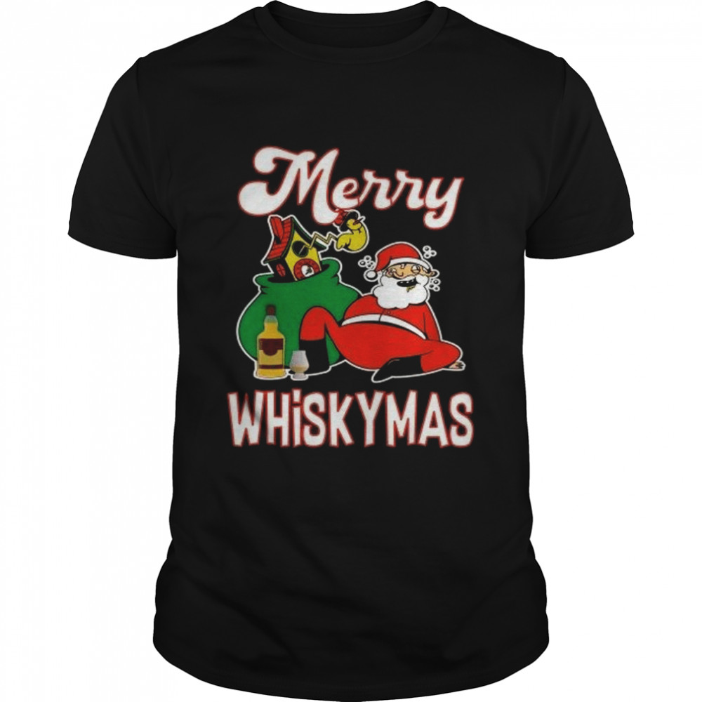 Scotch whisky drinking santa claus funny christmas T-Shirt