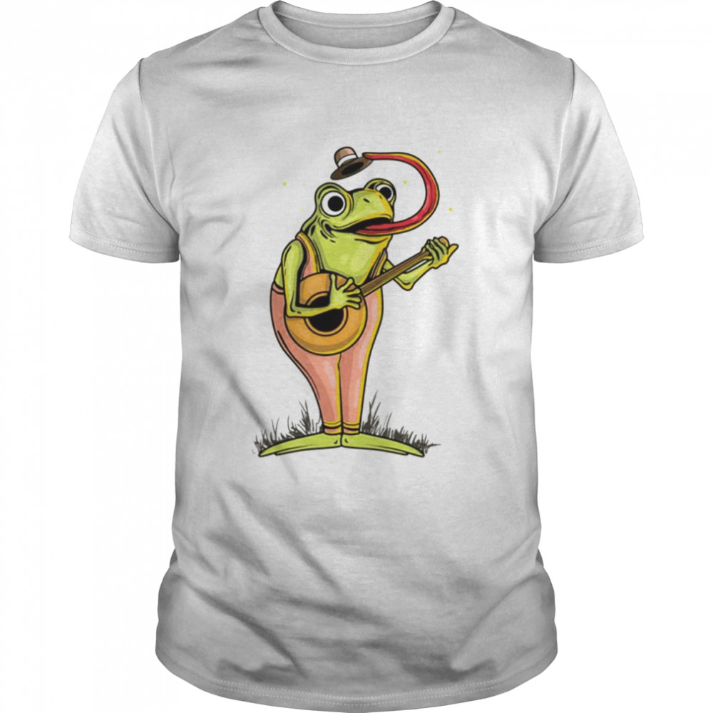 Vintage Cottage Core Playing Banjo Frog shirt