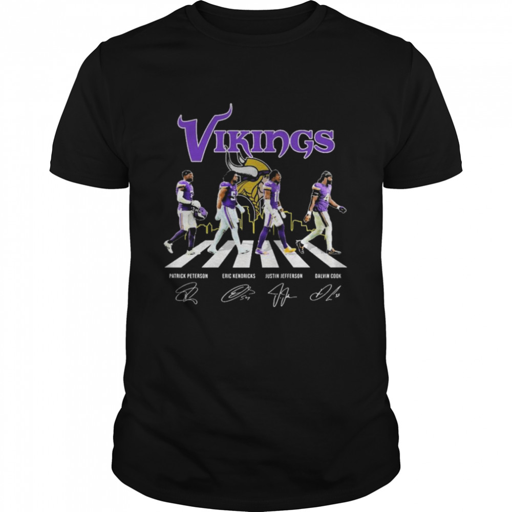 Minnesota Vikings City Patrick Peterson Eric Kendricks Justin Jefferson And Dalvin Cook Abbey Road Signatures Shirt