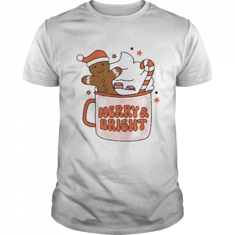 Merry and bright christmas coffee and cake t-shirt