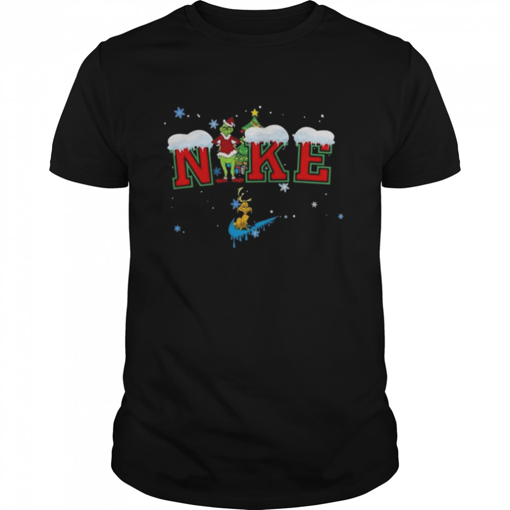 Nike Santa Grinch and Dog Snow Merry Christmas shirt