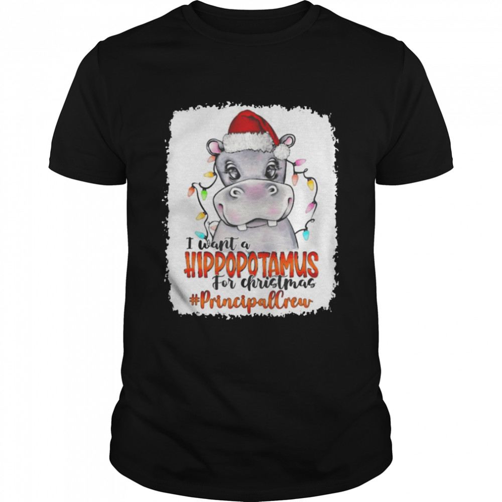 Santa Hoppo I Want A Hippopotamus For Christmas principal Crew Light Shirt