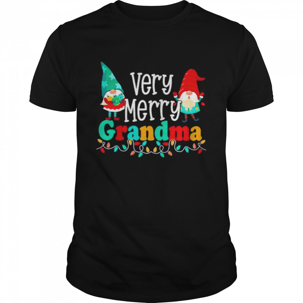 Very merry grandma Gnomes and colorful string lights christmas t-shirt