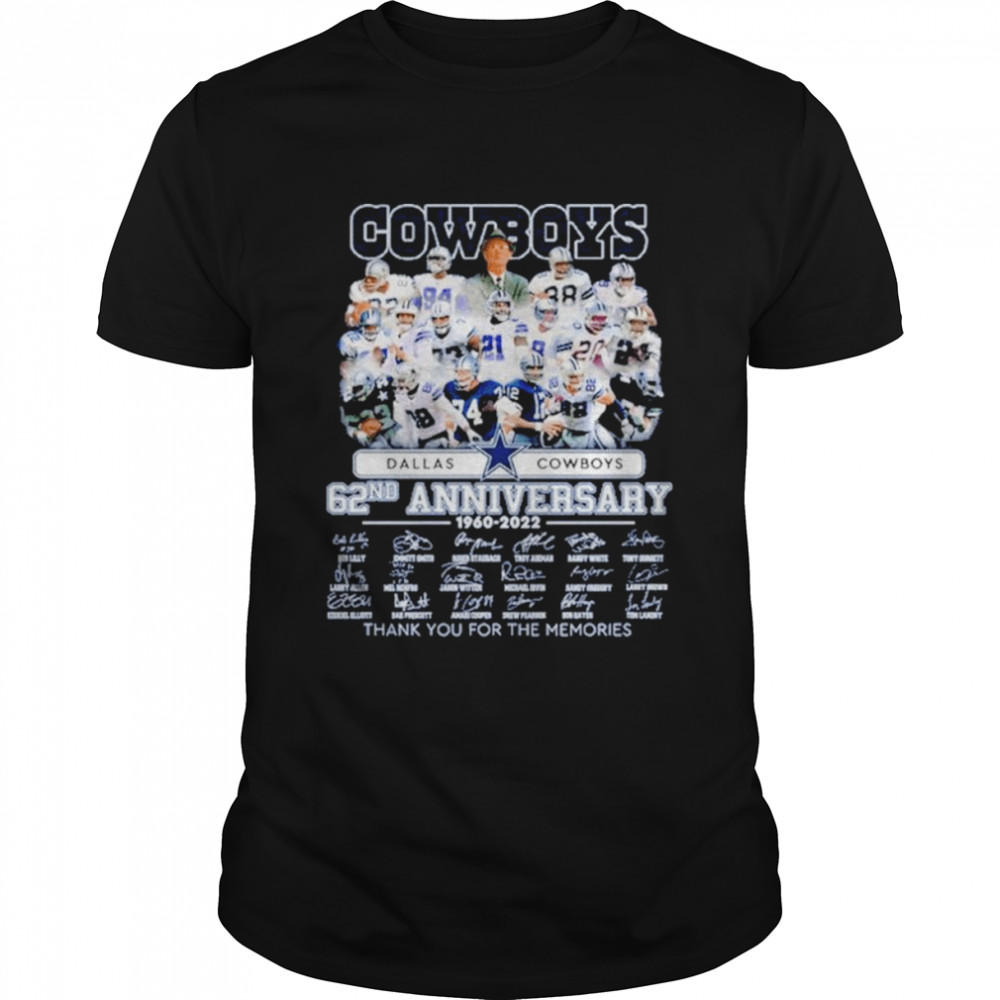 Dallas Cowboys 62nd Anniversary 1960 2022 Thank You For The Memories Signature Shirt