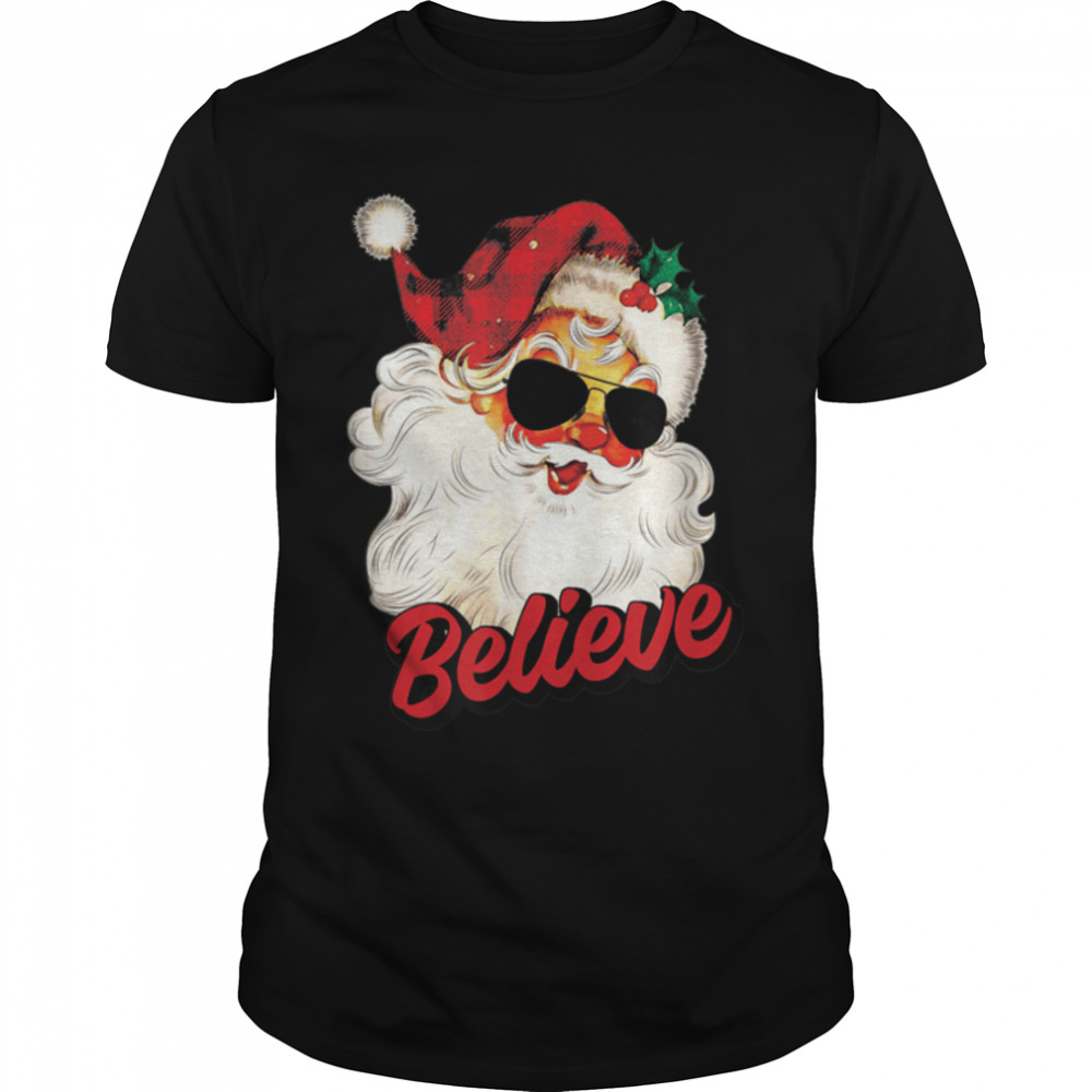 Don’t Stop Believin Santa Funny Christmas Boys Girls Kids T-Shirt B0BN18FRSS