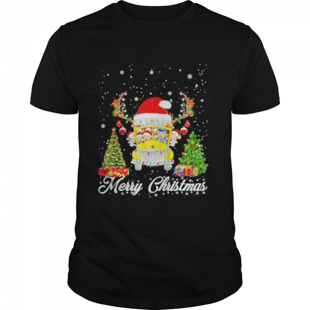 merry Christmas Santa school bus shirt