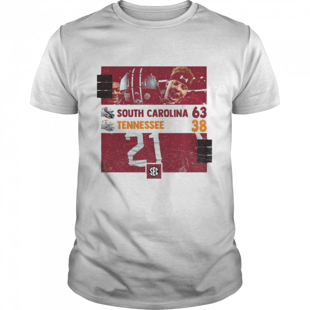 South Carolina 63 38 Tennessee Football 2022 SEC matchup final score shirt