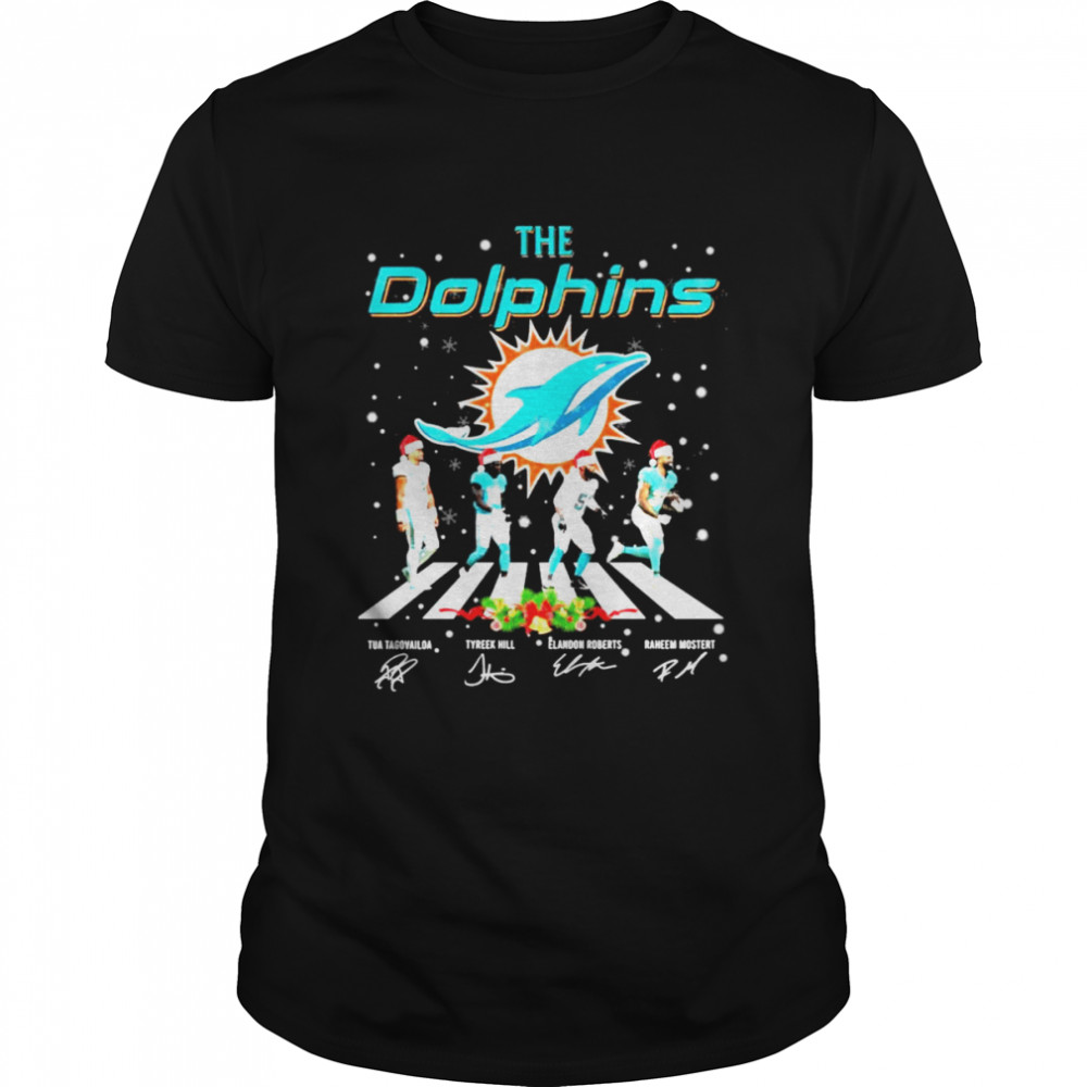 The Dolphins NFL Team 2022 Abbey Road Merry Christmas Signature Shirt