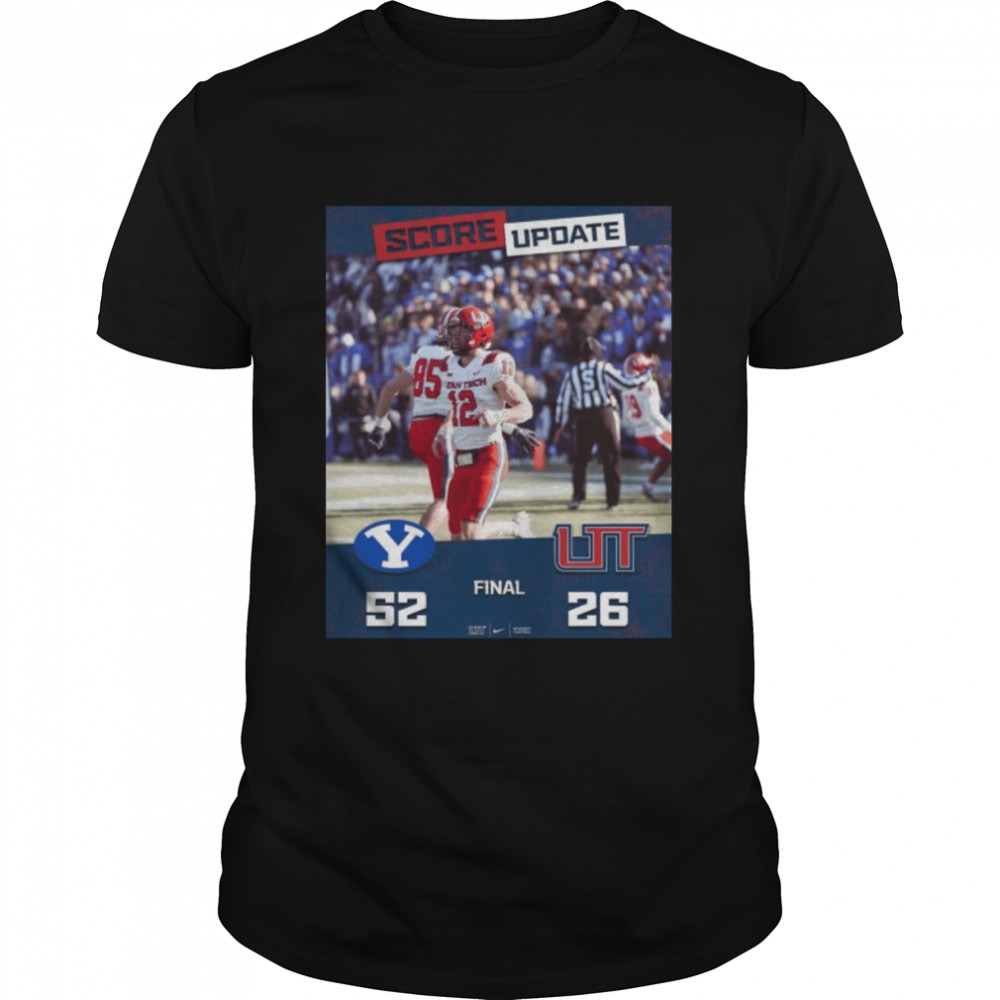 Utah Tech 52 26 BYU NCAA 2022 season matchup final score shirt