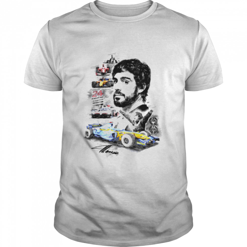 Aesthetic Portrait Fernando Alonso Iconic Car F1 shirt