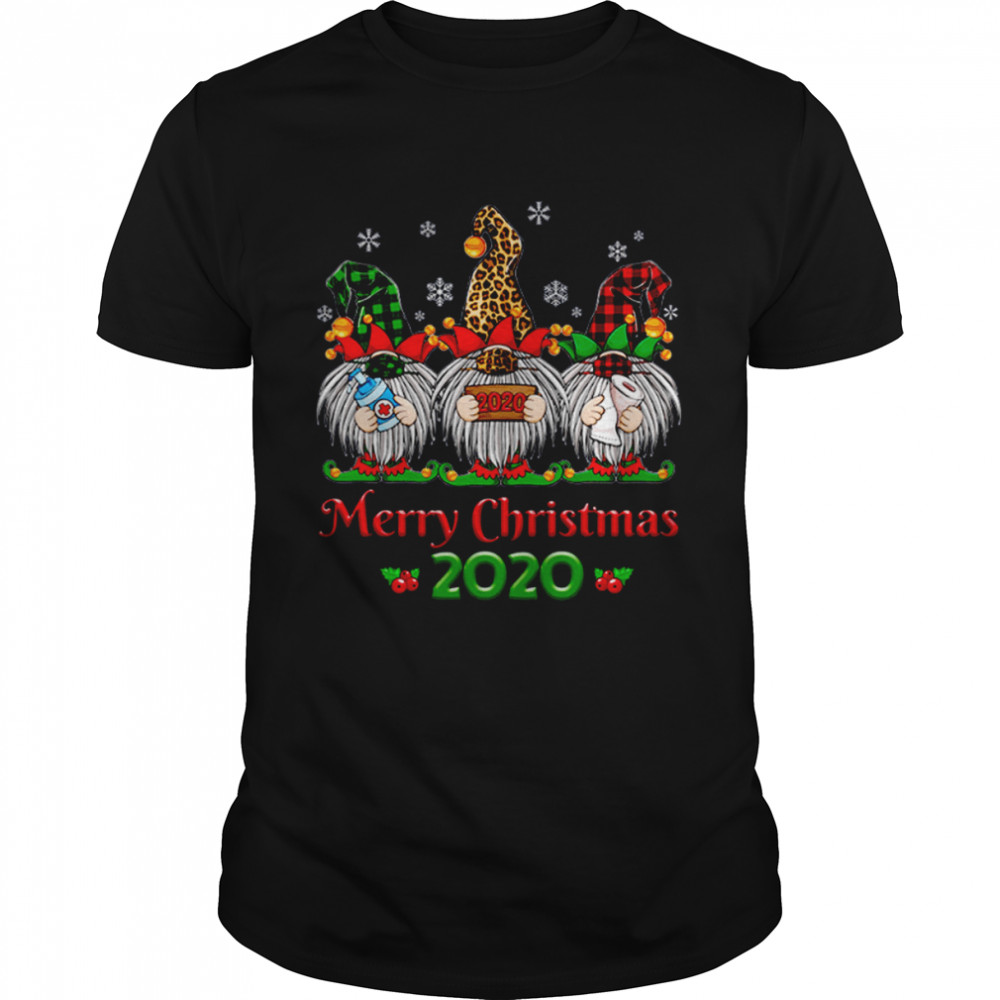 Merry Quarantine Christmas 2020 Gnome Wearing Mask Pajama Shirt