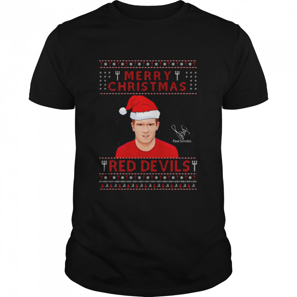 Paul Scholes Manchester United Merry Christmas Red Devil shirt