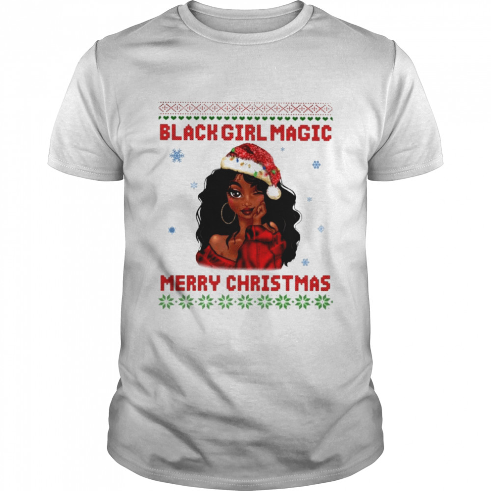 Santa Black Girl Magic Merry Christmas ugly shirt