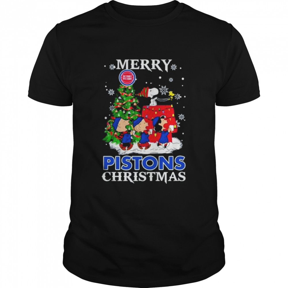 Snoopy and Friends Merry Detroit Pistons Christmas shirt