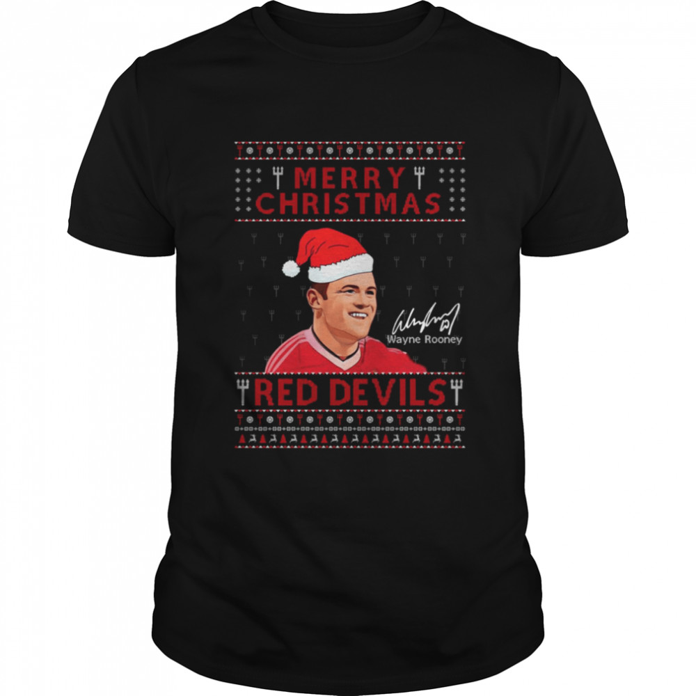 Wayne Rooney Manchester United Merry Christmas Red Devil shirt