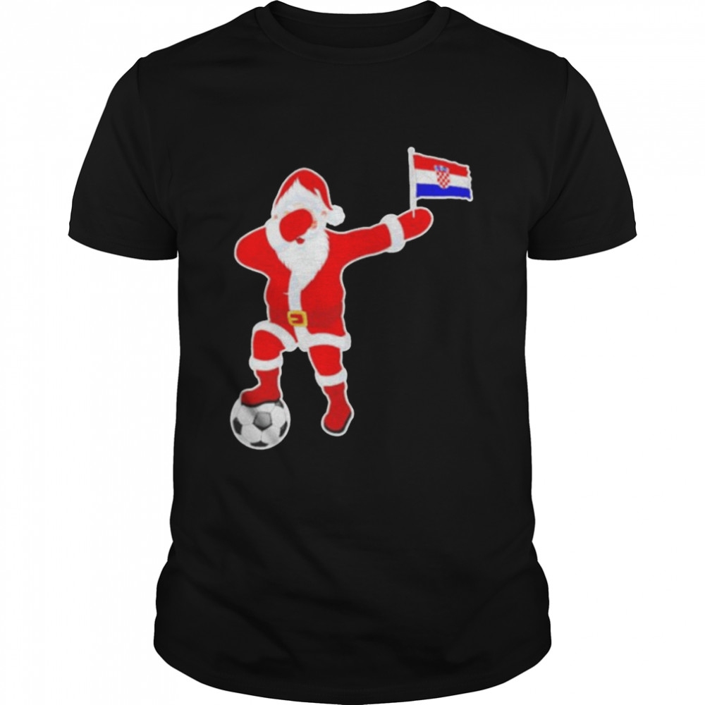 Best croatia soccer dabbing Santa Christmas Croatian flag shirt