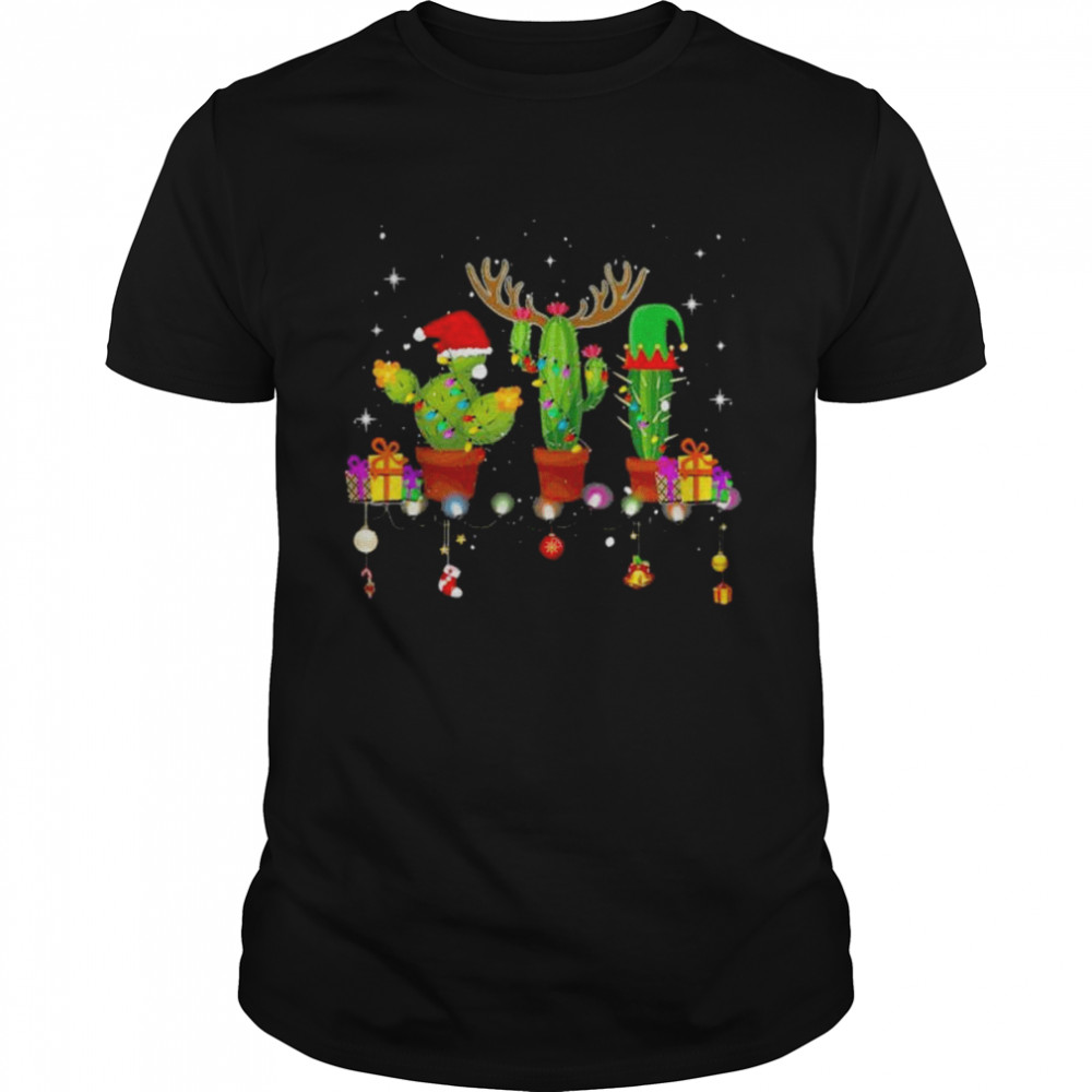 Christmas lights cactus lover xmas pajama holiday shirt