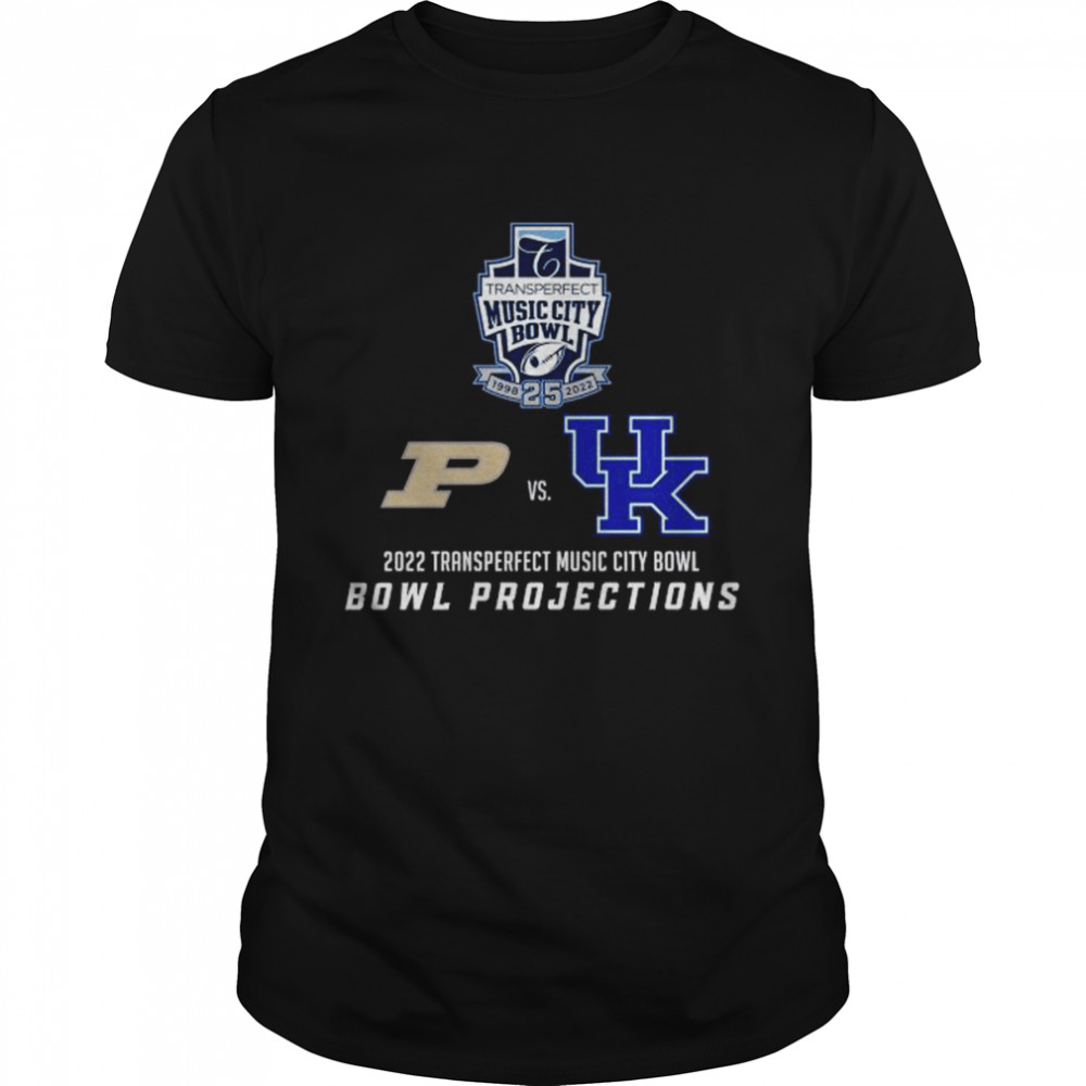 Purdue Boilermakers vs Kentucky Wildcats 2022 Transperfect Music City Bowl Bowl Projections shirt