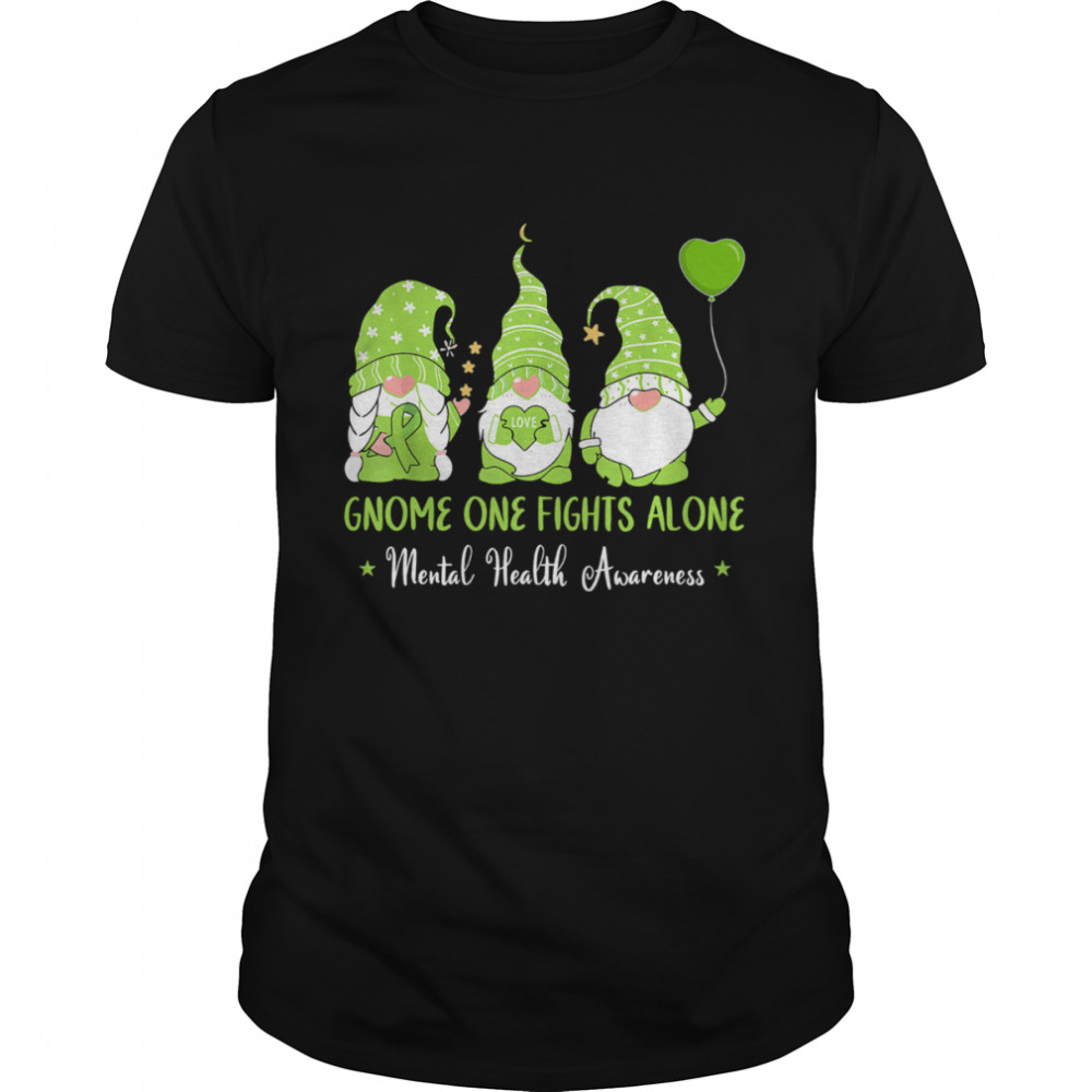 Gnome One Fights Alone Mental Health Awareness Christmas Shirt