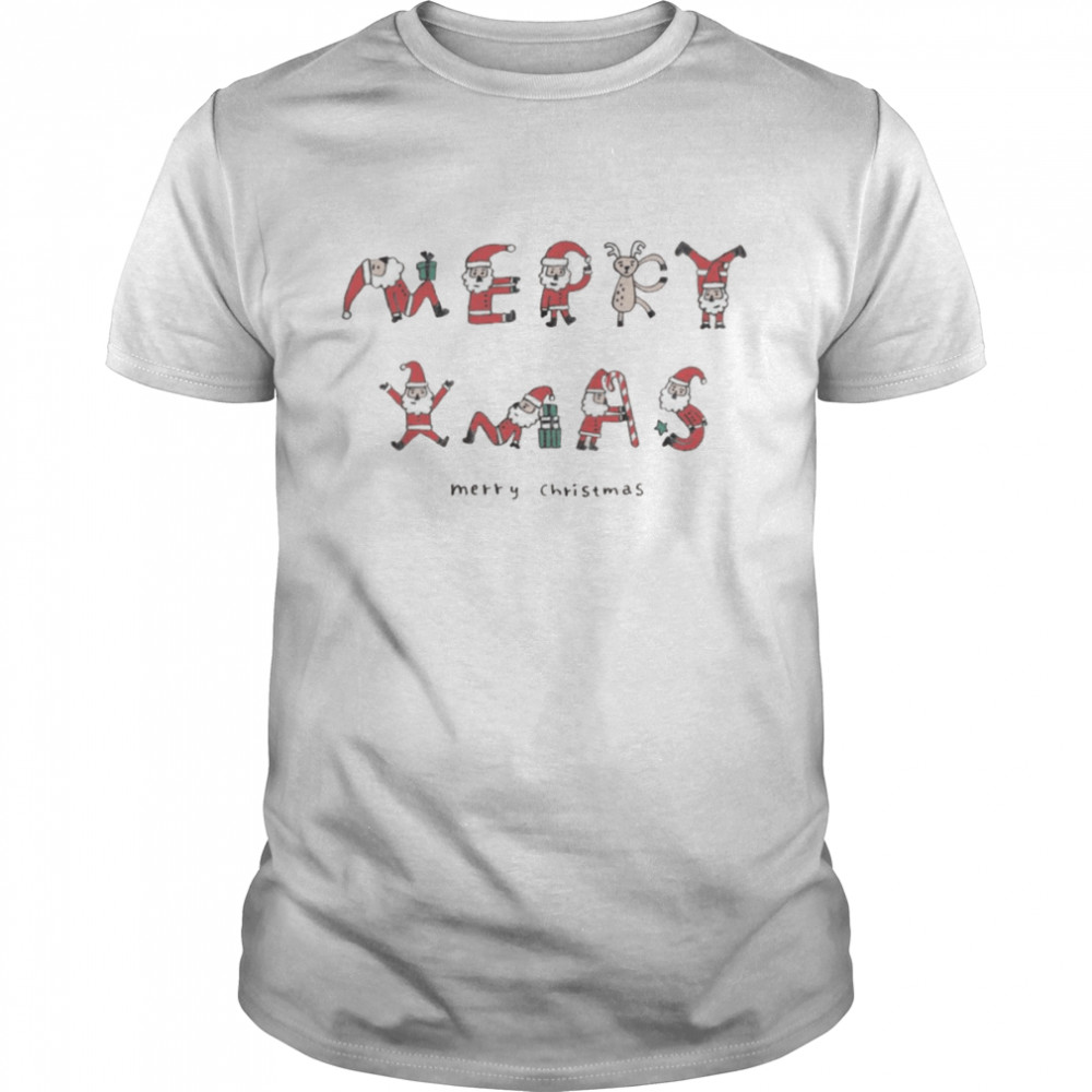 Santa Fonts Merry Christmas shirt