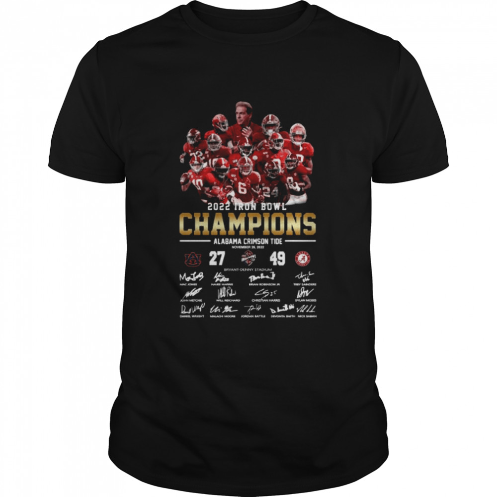 Alabama Crimson Tide Team 2022 Iron bowl Champions signatures shirt