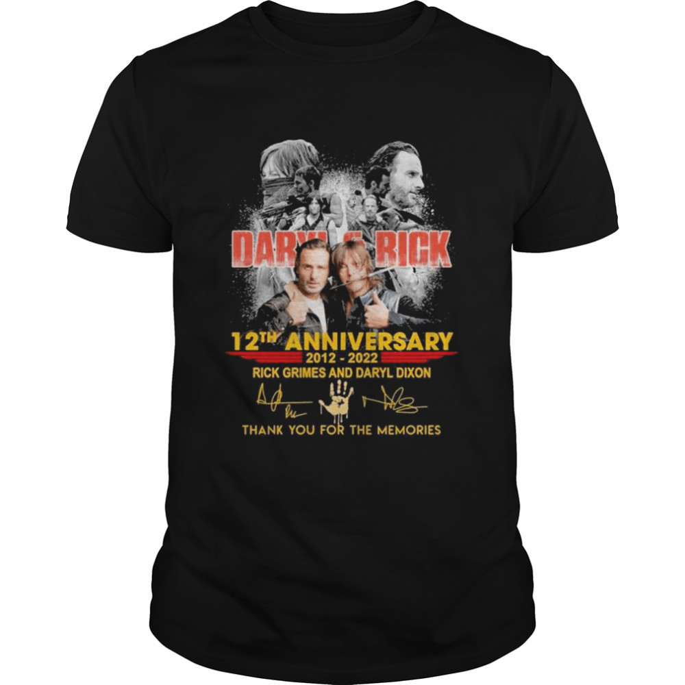 Daryl and Rick 12th anniversary 2012-2022 Rick Grimes and Daryl Dixon signatures shirt