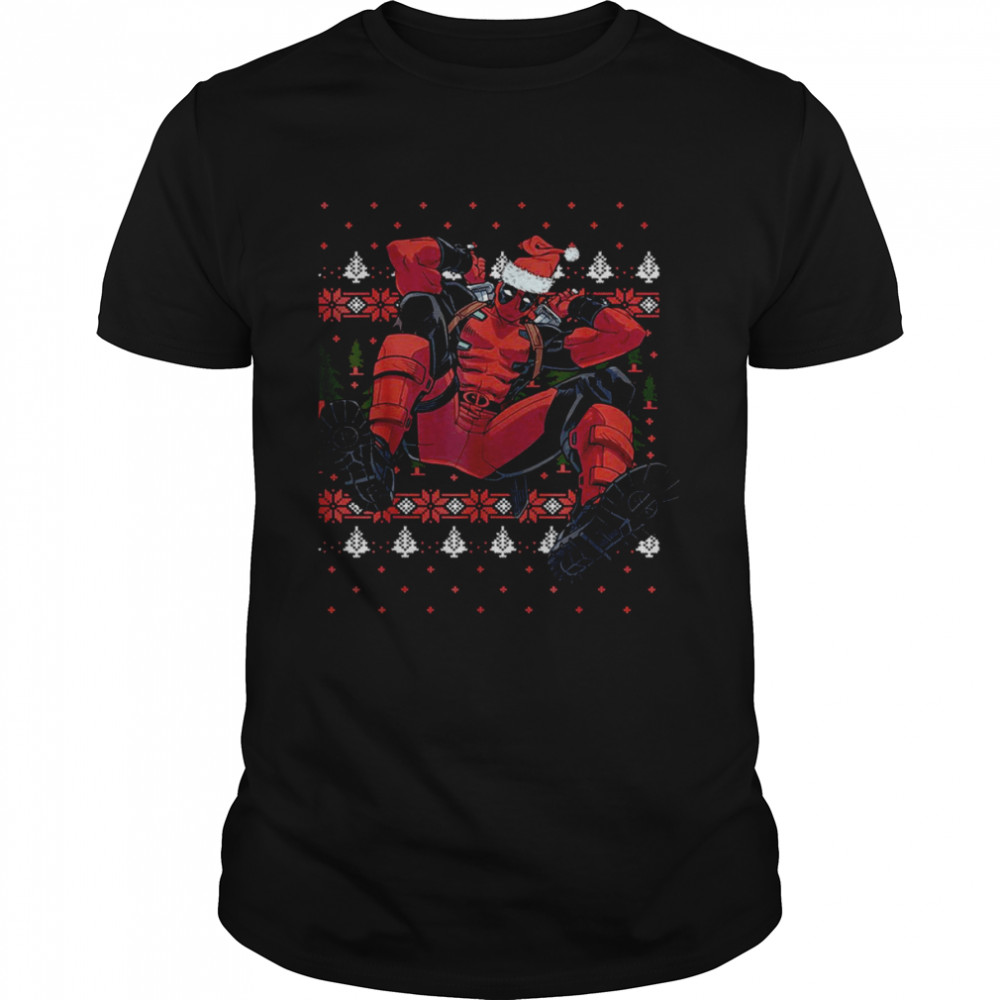 Deadpool Wearing Santa Hat Ugly Christmas Marvel shirt