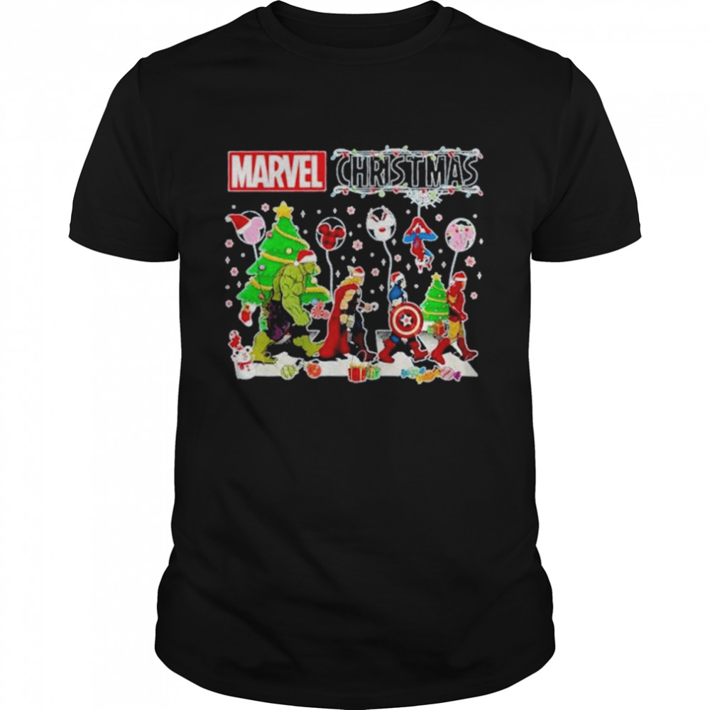 Disney Avengers Marvel Christmas abbey road 2022 shirt