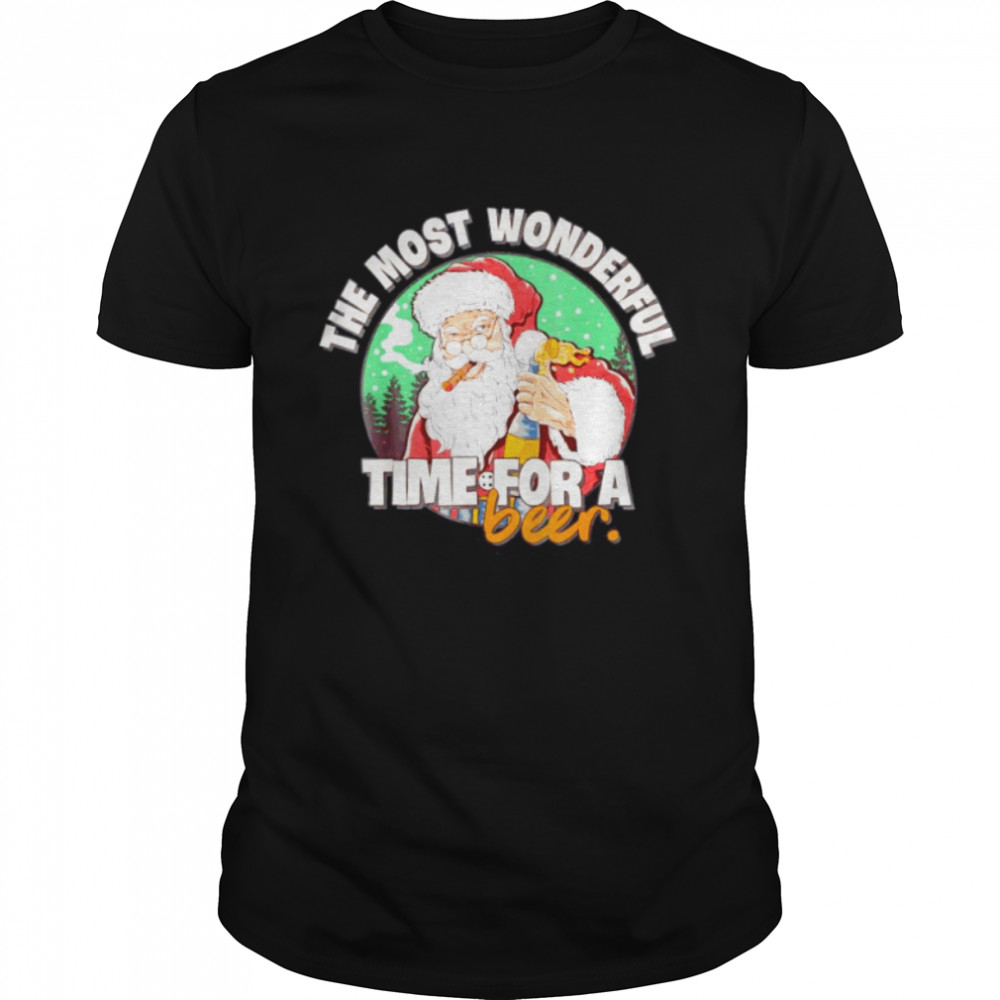 the most wonderful Christmas time for a beer naughty Santa shirt