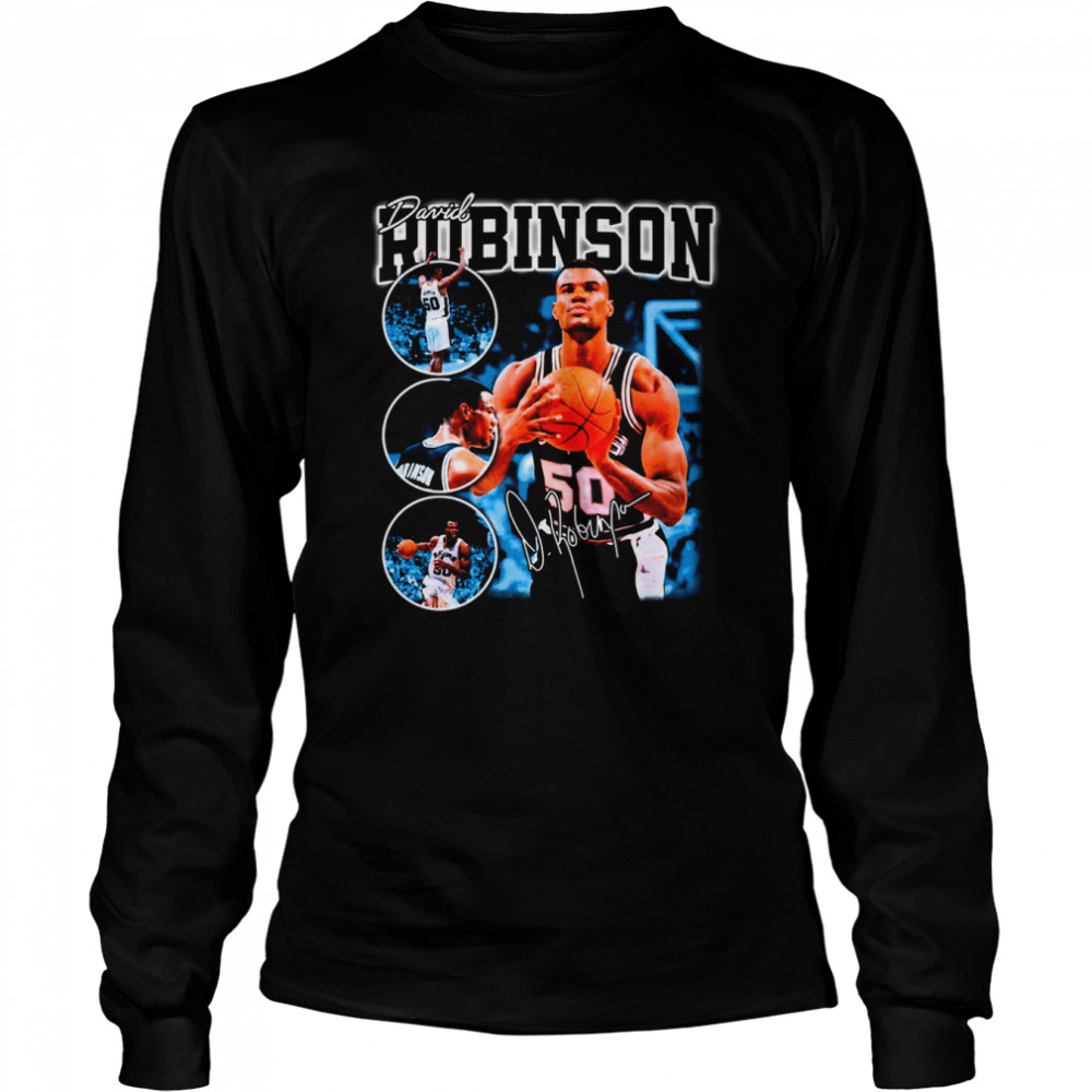 David Robinson Basketball Signature Vintage Retro shirt Long Sleeved T-shirt